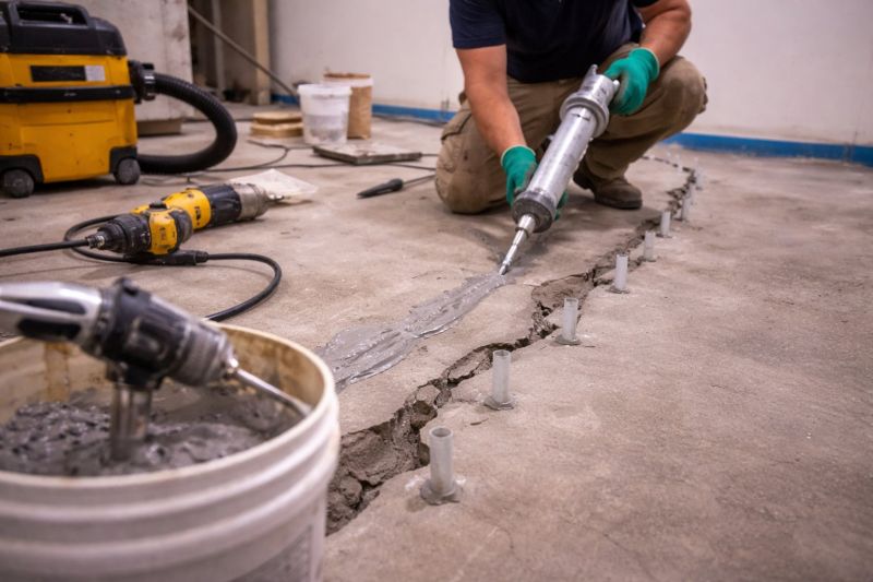 Cracked Basement Floor Repair in Nutley, NJ